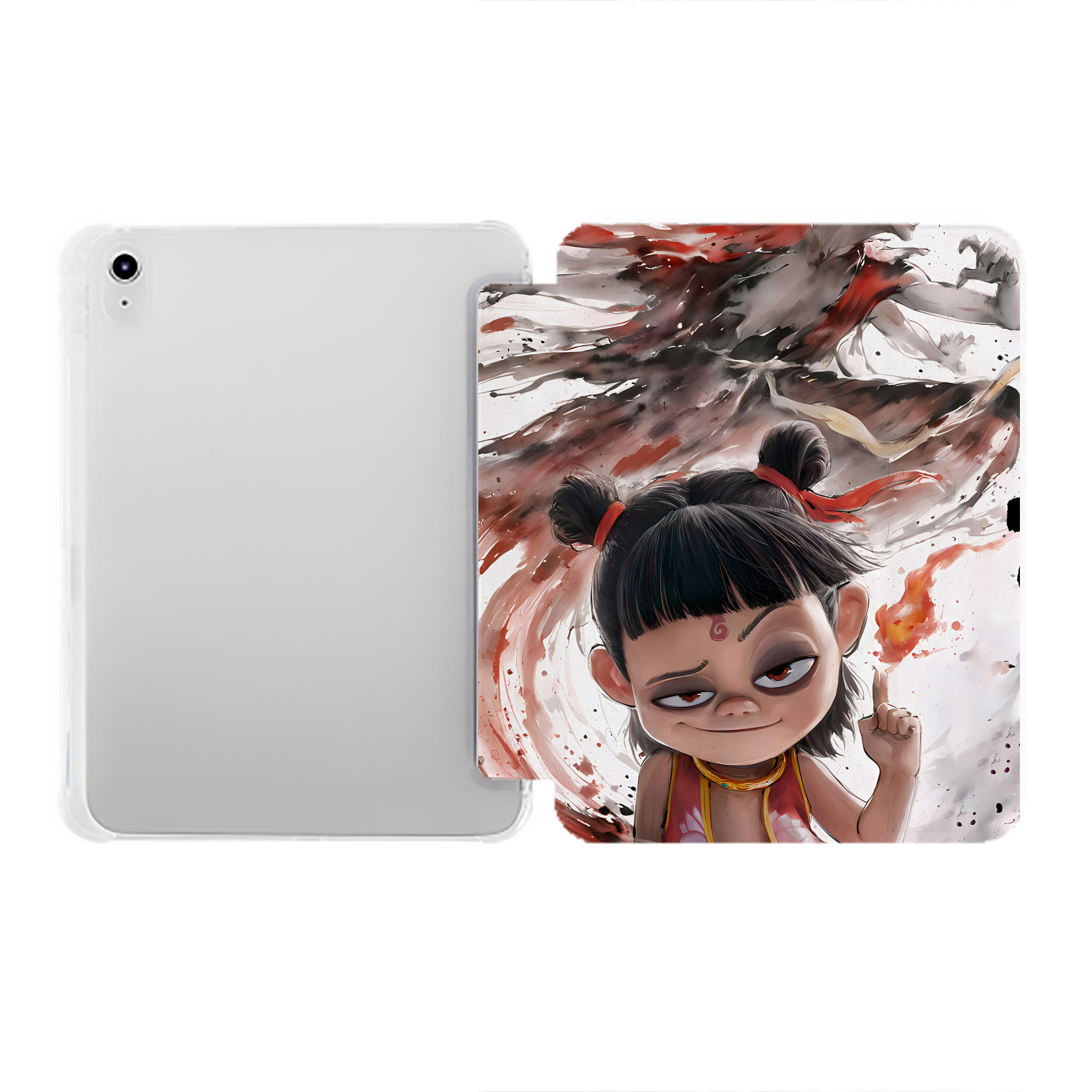 （画像用） Ne Zha 2 ナタ 魔童の大暴れ IPad ケース ペン収納付き 三つ折りスタンド PUレザー×シリコン 対応機種9.5/10.5/10.9インチ